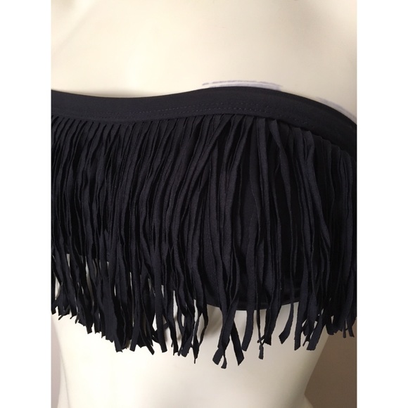 L SPACE fringe bandeau bikini top small - Picture 2 of 5